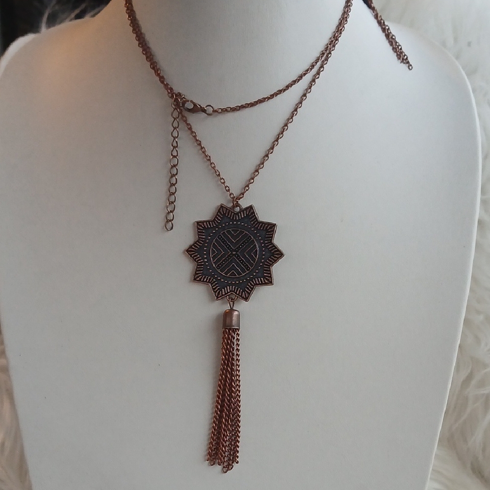 Paparazzi Copper Sunburst Pendant Necklace Long